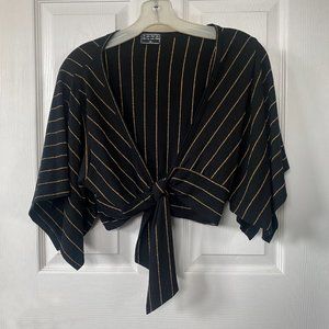 “FANG GLAM” Size Medium,  short black and gold shrug